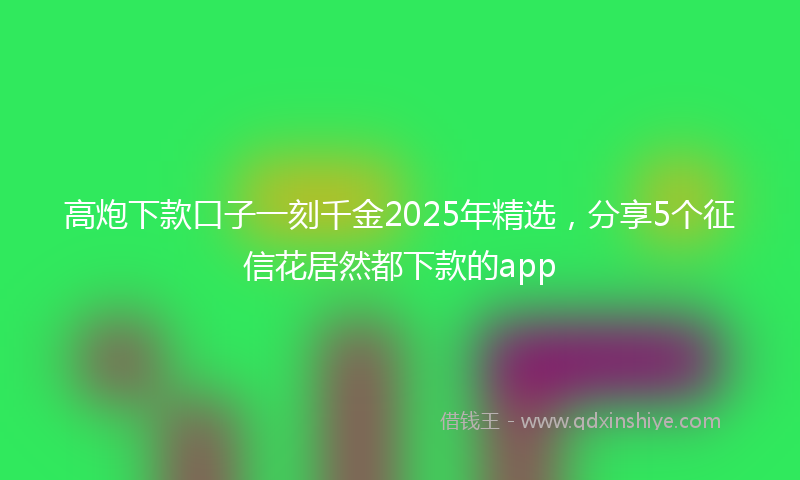 高炮下款口子一刻千金2025年精选，分享5个征信花居然都下款的app