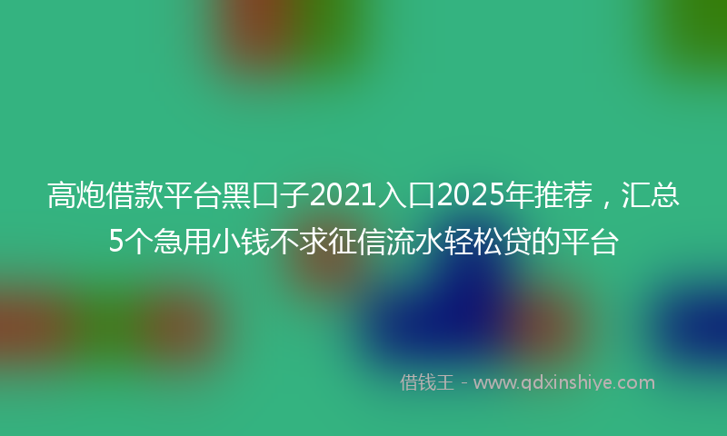 高炮借款平台黑口子2021入口2025年推荐，汇总5个急用小钱不求征信流水轻松贷的平台