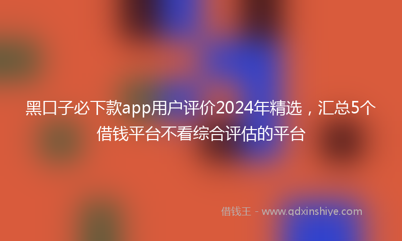 黑口子必下款app用户评价2024年精选，汇总5个借钱平台不看综合评估的平台