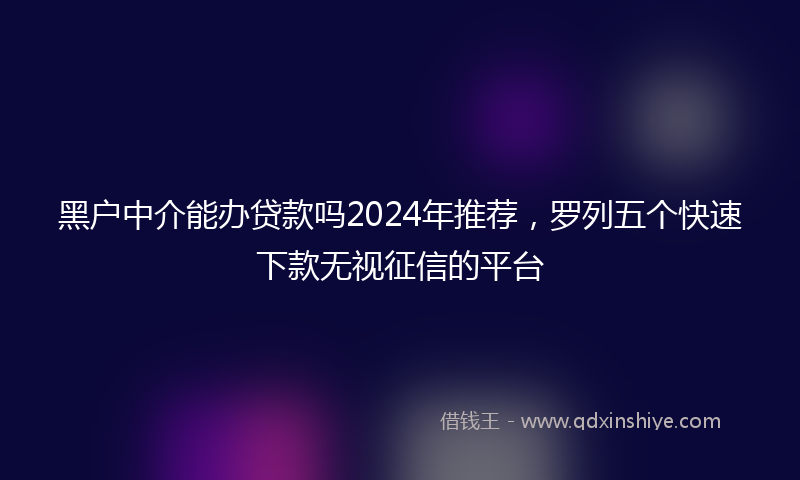 黑户中介能办贷款吗2024年推荐，罗列五个快速下款无视征信的平台