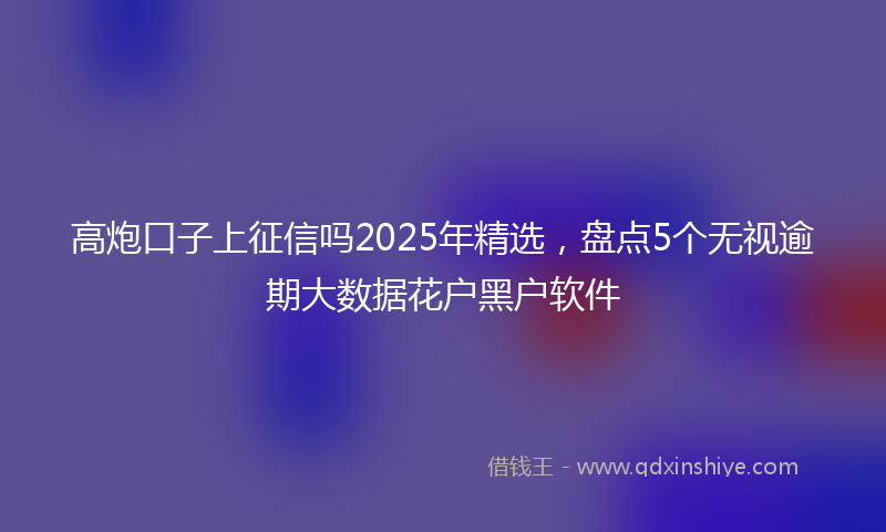 高炮口子上征信吗2025年精选，盘点5个无视逾期大数据花户黑户软件