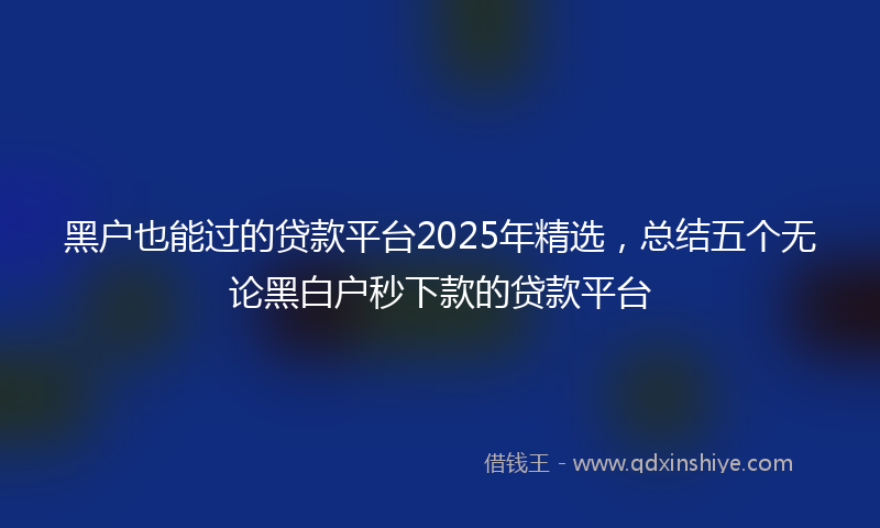 黑户也能过的贷款平台2025年精选，总结五个无论黑白户秒下款的贷款平台