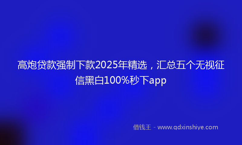 高炮贷款强制下款2025年精选，汇总五个无视征信黑白100%秒下app