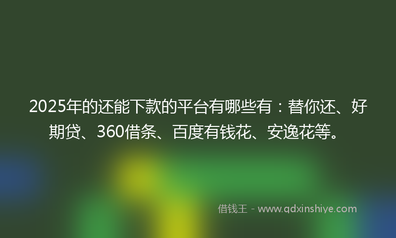 2025年的还能下款的平台有哪些有：替你还、好期贷、360借条、百度有钱花、安逸花等。