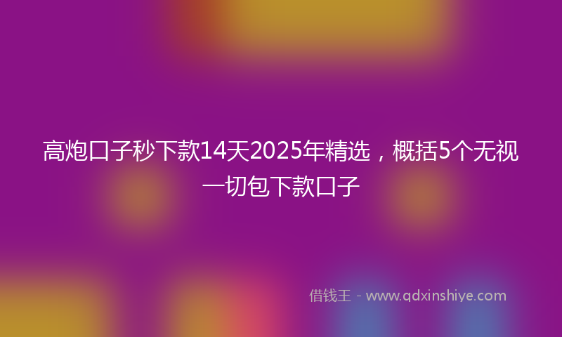 高炮口子秒下款14天2025年精选，概括5个无视一切包下款口子