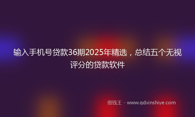 输入手机号贷款36期2025年精选，总结五个无视评分的贷款软件