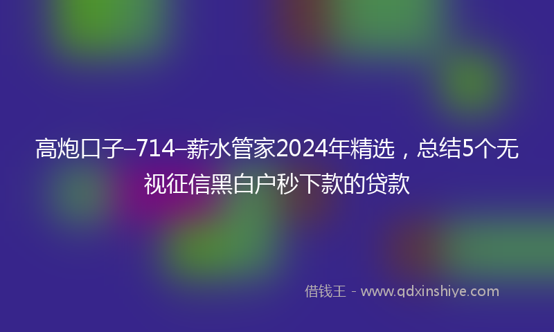 高炮口子–714–薪水管家2024年精选，总结5个无视征信黑白户秒下款的贷款