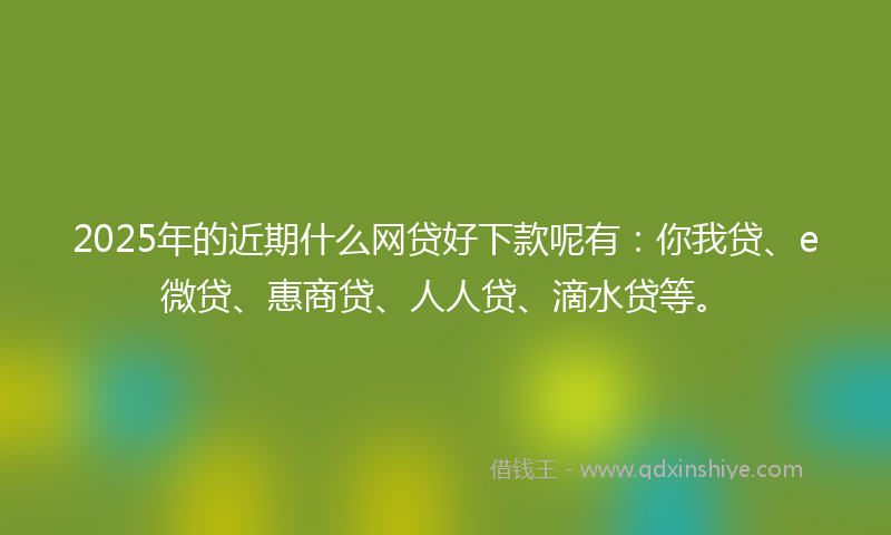 2025年的近期什么网贷好下款呢有：你我贷、e微贷、惠商贷、人人贷、滴水贷等。