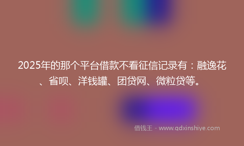 2025年的那个平台借款不看征信记录有：融逸花、省呗、洋钱罐、团贷网、微粒贷等。