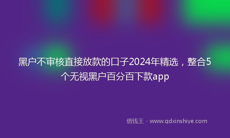 黑户不审核直接放款的口子2024年精选，整合5个无视黑户百分百下款app