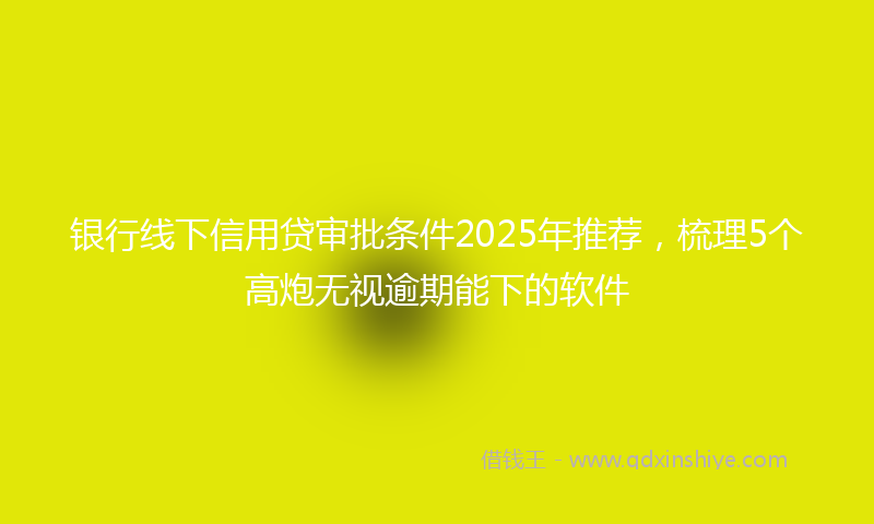 银行线下信用贷审批条件2025年推荐，梳理5个高炮无视逾期能下的软件