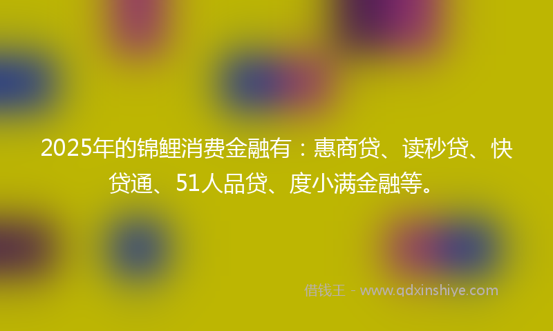 2025年的锦鲤消费金融有：惠商贷、读秒贷、快贷通、51人品贷、度小满金融等。