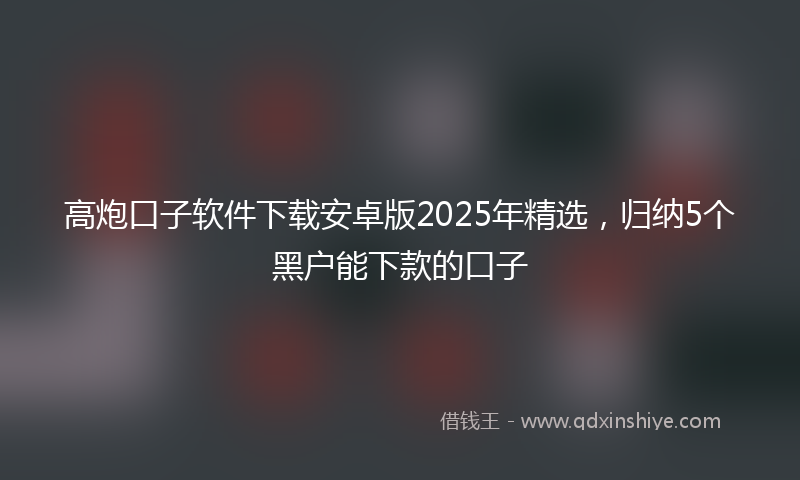 高炮口子软件下载安卓版2025年精选，归纳5个黑户能下款的口子