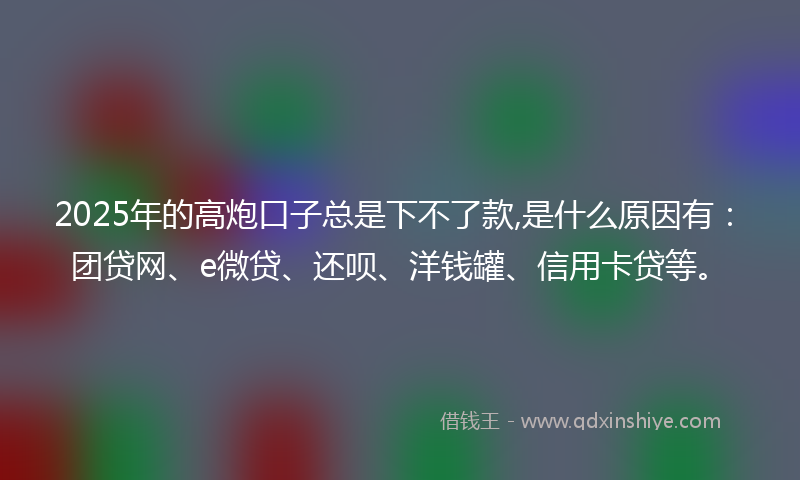 2025年的高炮口子总是下不了款,是什么原因有：团贷网、e微贷、还呗、洋钱罐、信用卡贷等。