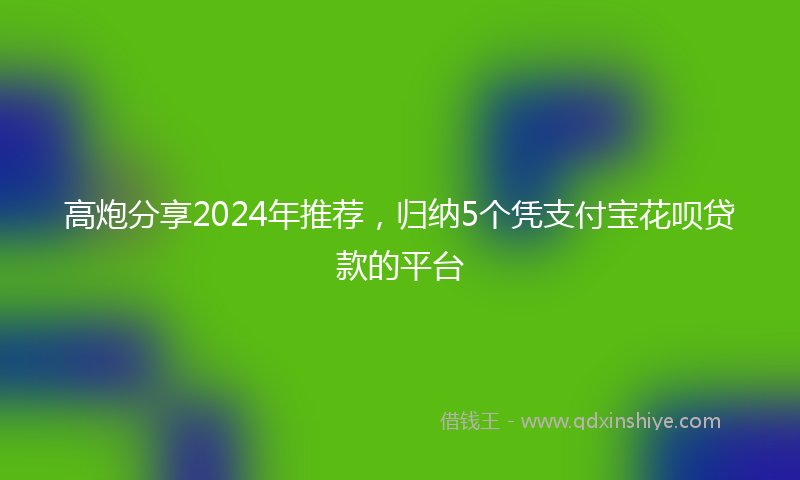 高炮分享2024年推荐，归纳5个凭支付宝花呗贷款的平台