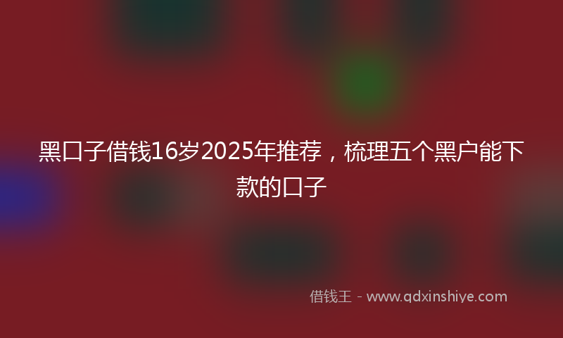 黑口子借钱16岁2025年推荐，梳理五个黑户能下款的口子