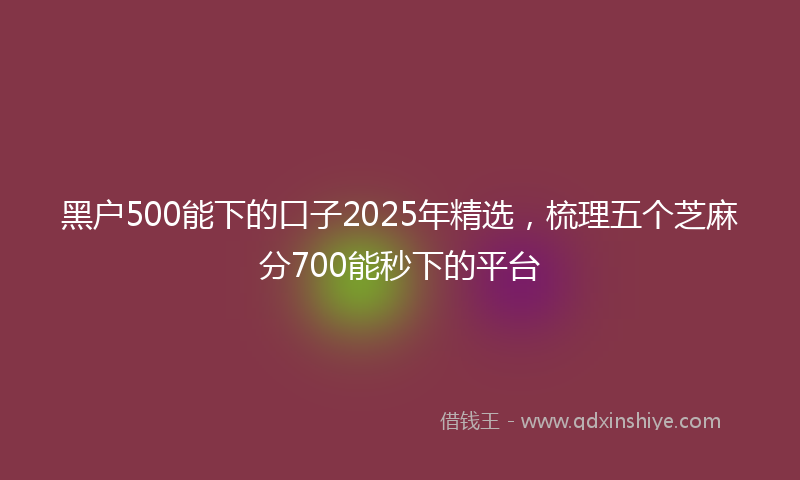 黑户500能下的口子2025年精选，梳理五个芝麻分700能秒下的平台