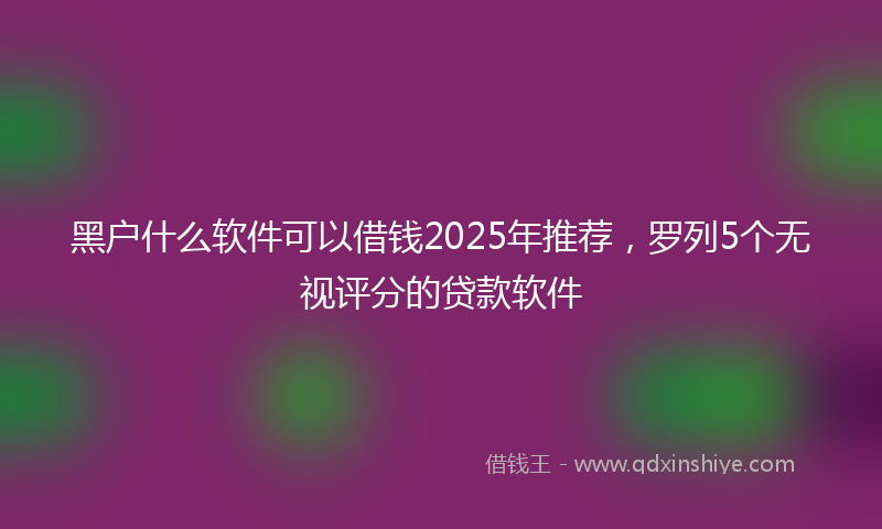 黑户什么软件可以借钱2025年推荐，罗列5个无视评分的贷款软件