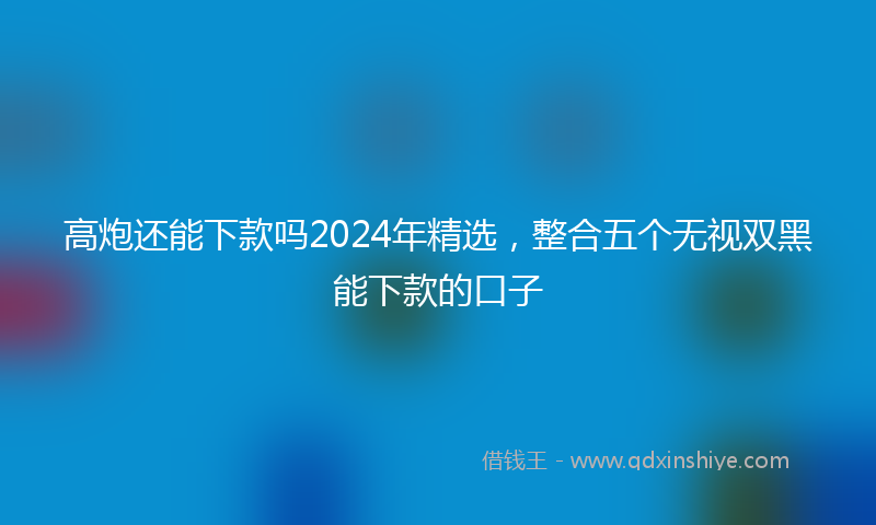高炮还能下款吗2024年精选，整合五个无视双黑能下款的口子