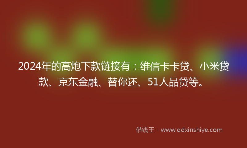 2024年的高炮下款链接有：维信卡卡贷、小米贷款、京东金融、替你还、51人品贷等。