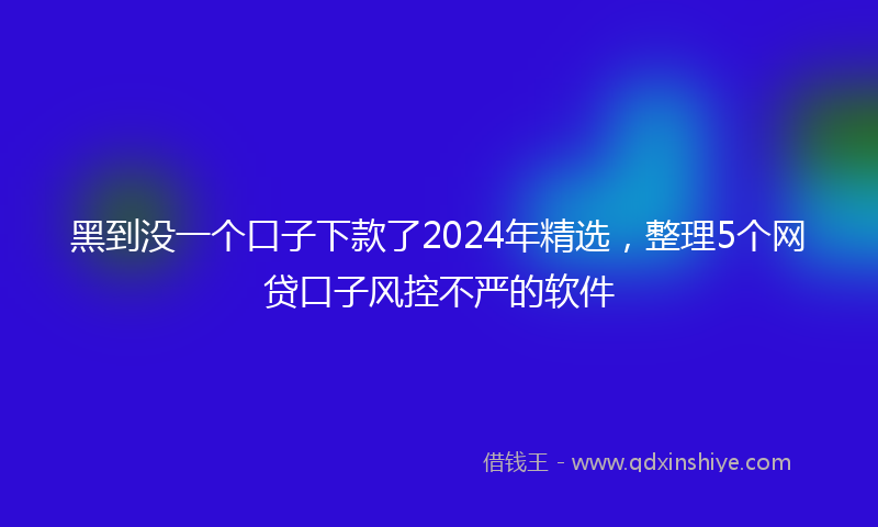 黑到没一个口子下款了2024年精选，整理5个网贷口子风控不严的软件