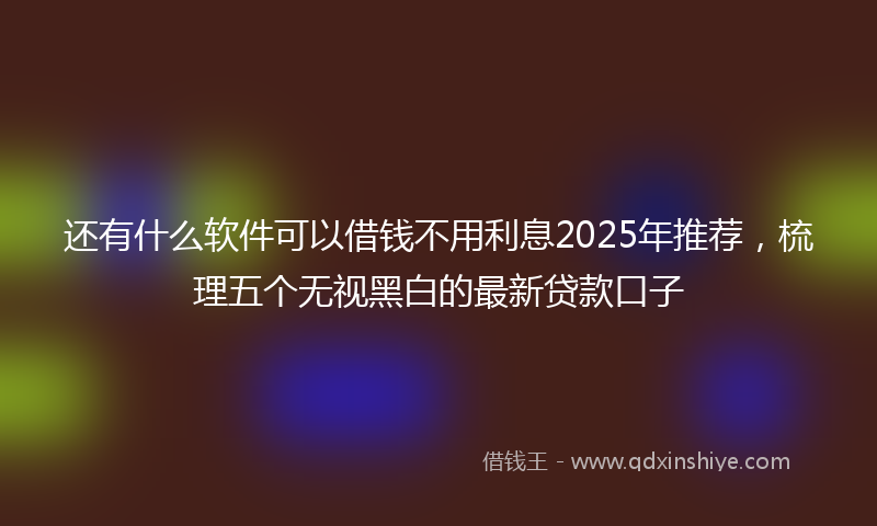 还有什么软件可以借钱不用利息2025年推荐，梳理五个无视黑白的最新贷款口子