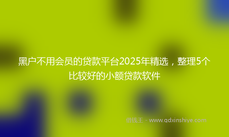黑户不用会员的贷款平台2025年精选，整理5个比较好的小额贷款软件