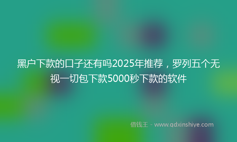 黑户下款的口子还有吗2025年推荐，罗列五个无视一切包下款5000秒下款的软件