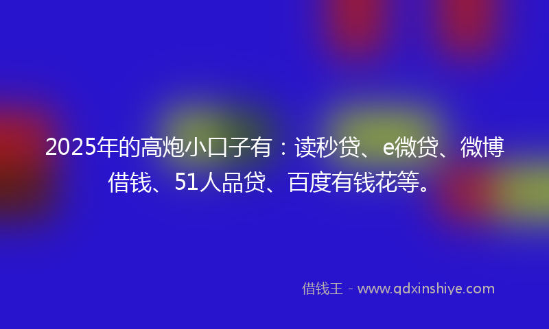 2025年的高炮小口子有：读秒贷、e微贷、微博借钱、51人品贷、百度有钱花等。