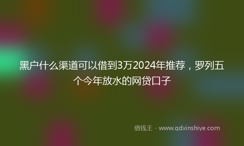 黑户什么渠道可以借到3万2024年推荐，罗列五个今年放水的网贷口子