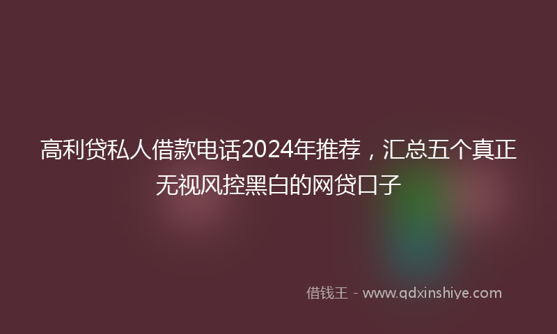 高利贷私人借款电话2024年推荐，汇总五个真正无视风控黑白的网贷口子