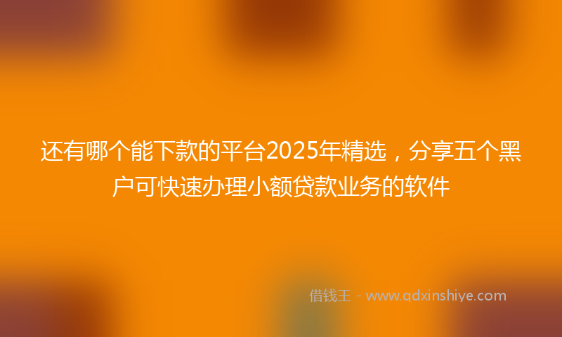 还有哪个能下款的平台2025年精选，分享五个黑户可快速办理小额贷款业务的软件