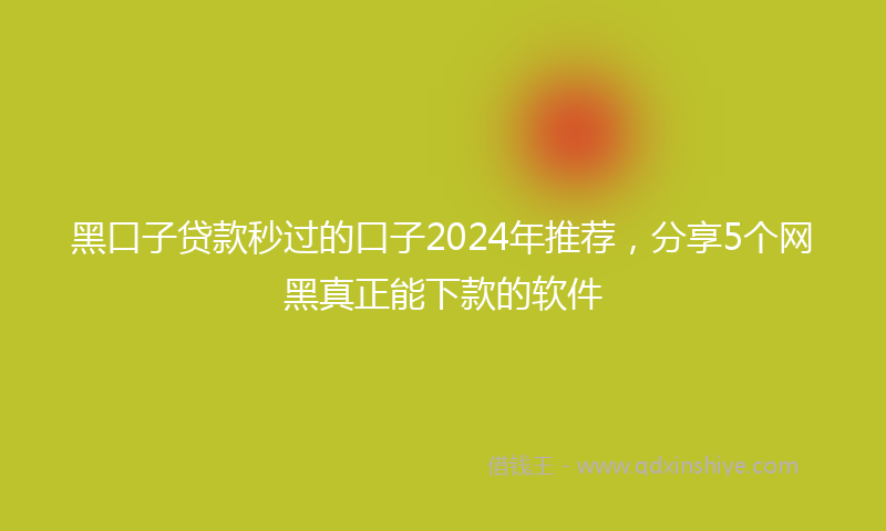 黑口子贷款秒过的口子2024年推荐，分享5个网黑真正能下款的软件
