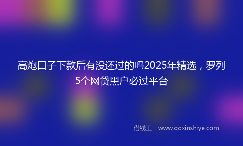 高炮口子下款后有没还过的吗2025年精选，罗列5个网贷黑户必过平台