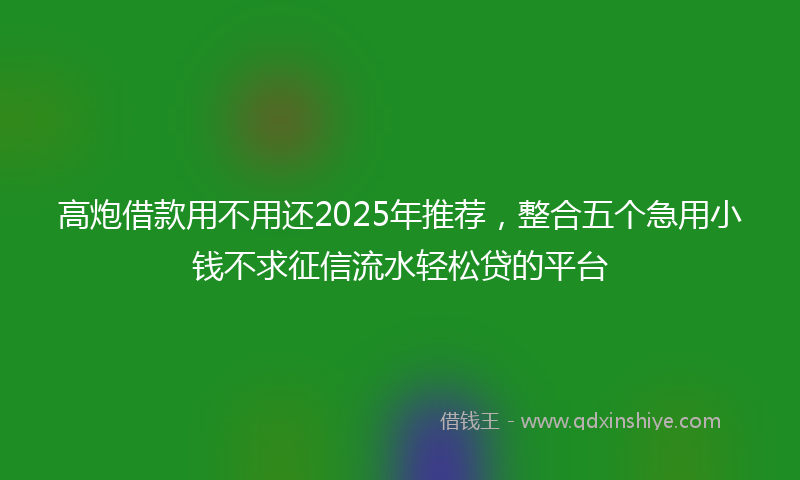 高炮借款用不用还2025年推荐，整合五个急用小钱不求征信流水轻松贷的平台