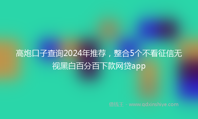 高炮口子查询2024年推荐，整合5个不看征信无视黑白百分百下款网贷app