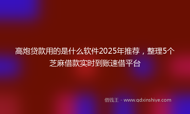 高炮贷款用的是什么软件2025年推荐，整理5个芝麻借款实时到账速借平台
