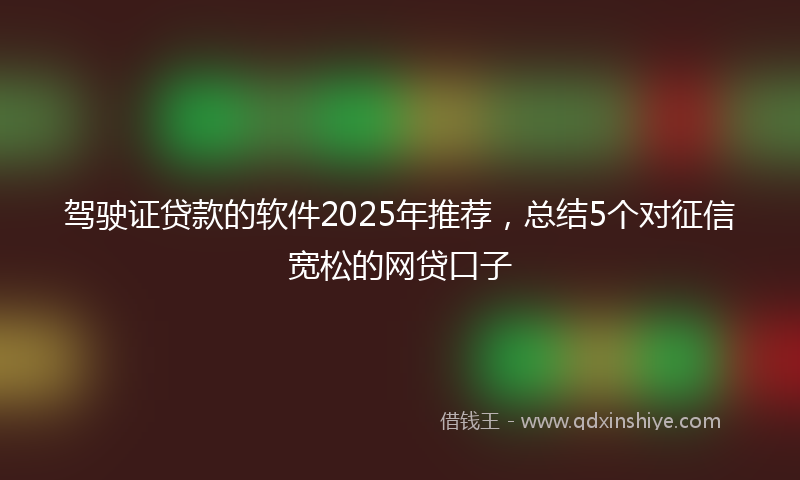 驾驶证贷款的软件2025年推荐，总结5个对征信宽松的网贷口子