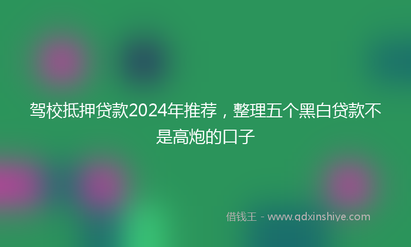驾校抵押贷款2024年推荐，整理五个黑白贷款不是高炮的口子