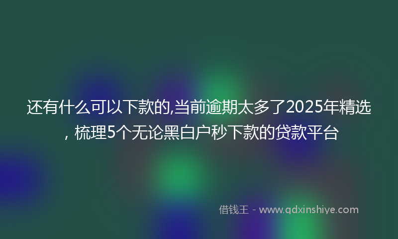 还有什么可以下款的,当前逾期太多了2025年精选，梳理5个无论黑白户秒下款的贷款平台