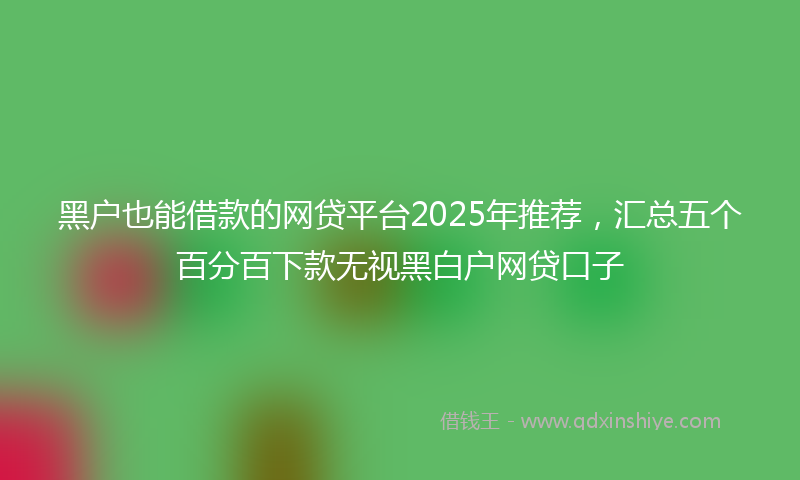 黑户也能借款的网贷平台2025年推荐，汇总五个百分百下款无视黑白户网贷口子
