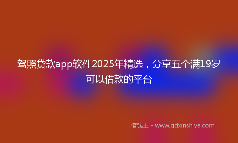 驾照贷款app软件2025年精选，分享五个满19岁可以借款的平台