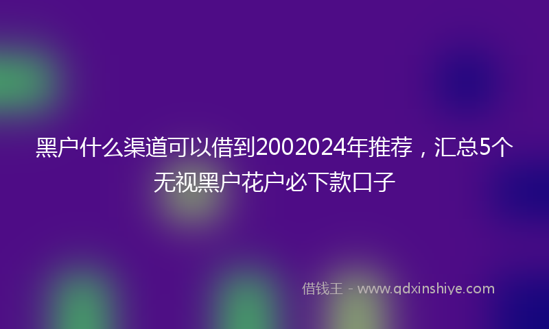 黑户什么渠道可以借到2002024年推荐，汇总5个无视黑户花户必下款口子