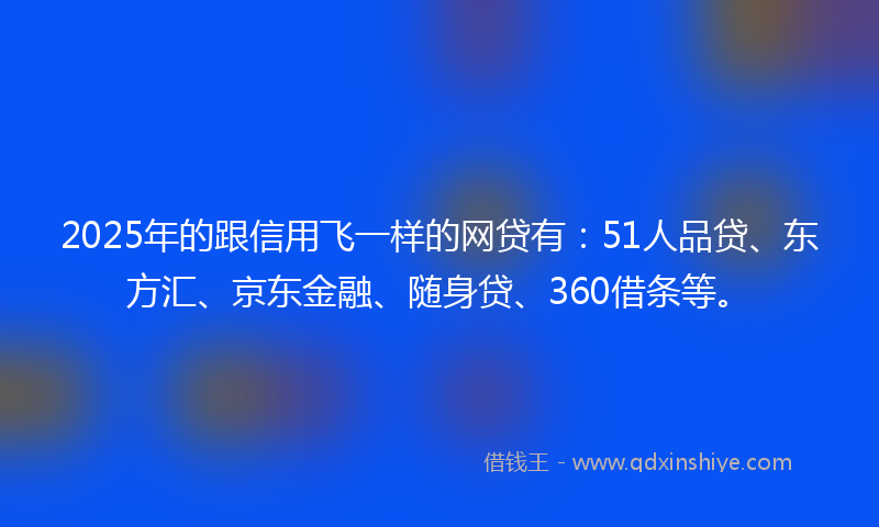 2025年的跟信用飞一样的网贷有：51人品贷、东方汇、京东金融、随身贷、360借条等。
