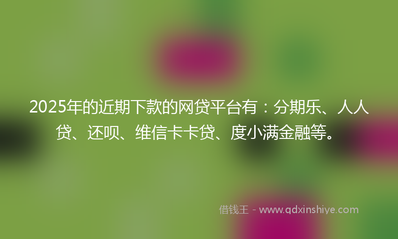 2025年的近期下款的网贷平台有：分期乐、人人贷、还呗、维信卡卡贷、度小满金融等。