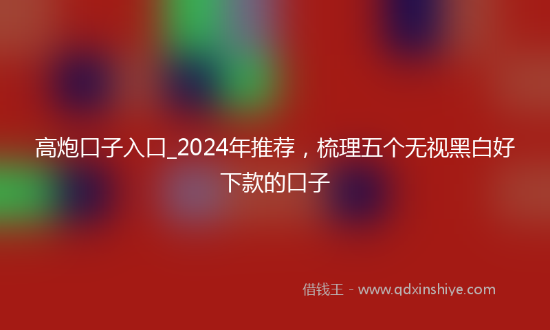 高炮口子入口_2024年推荐，梳理五个无视黑白好下款的口子