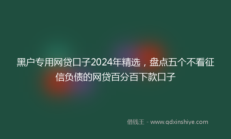 黑户专用网贷口子2024年精选，盘点五个不看征信负债的网贷百分百下款口子