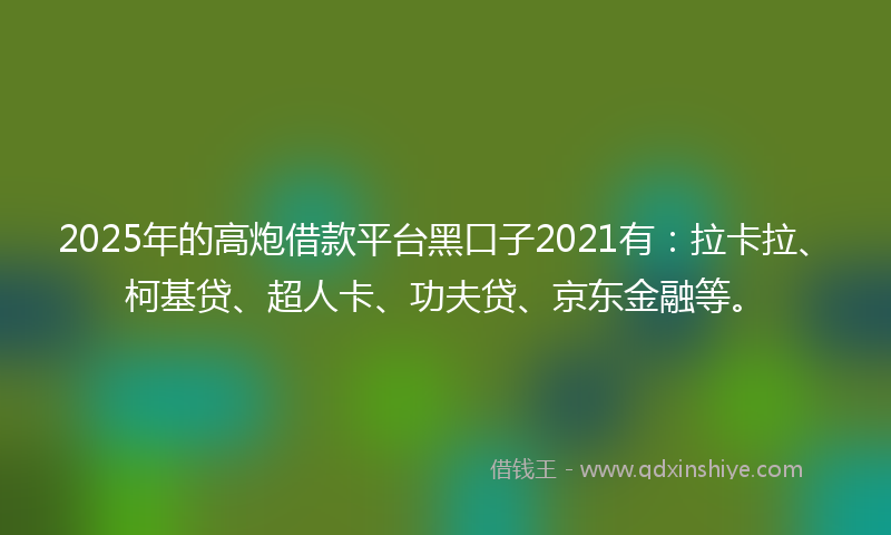2025年的高炮借款平台黑口子2021有：拉卡拉、柯基贷、超人卡、功夫贷、京东金融等。