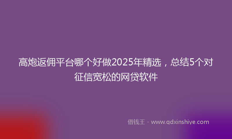 高炮返佣平台哪个好做2025年精选，总结5个对征信宽松的网贷软件