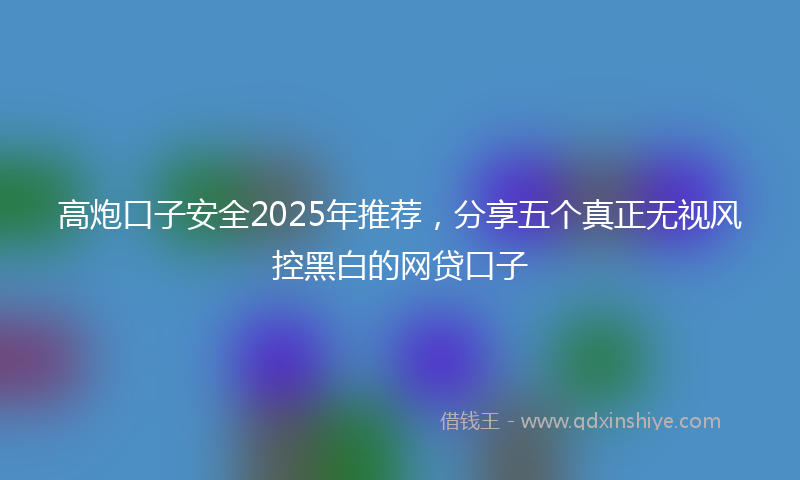 高炮口子安全2025年推荐，分享五个真正无视风控黑白的网贷口子